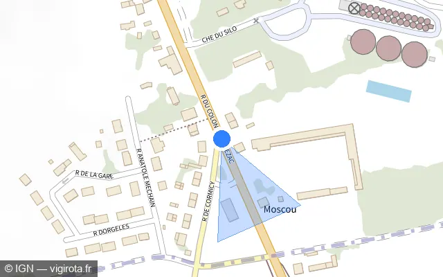 Vue plan de l'emplacement du radar tourelle à Berry-au-Bac sur Rue du Colonel Vergezac / D 1044