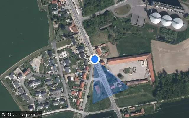 Vue satellite de l'emplacement du radar tourelle à Berry-au-Bac sur Rue du Colonel Vergezac / D 1044