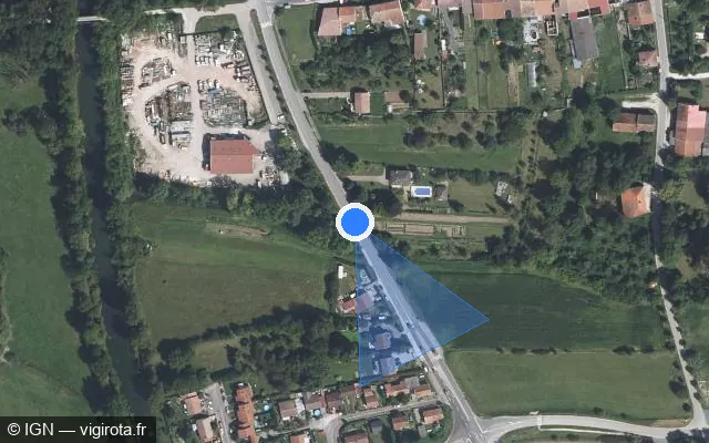 Vue satellite de l'emplacement du radar tourelle à Génicourt-sur-Meuse sur Route Nationale de Belfort / D 964
