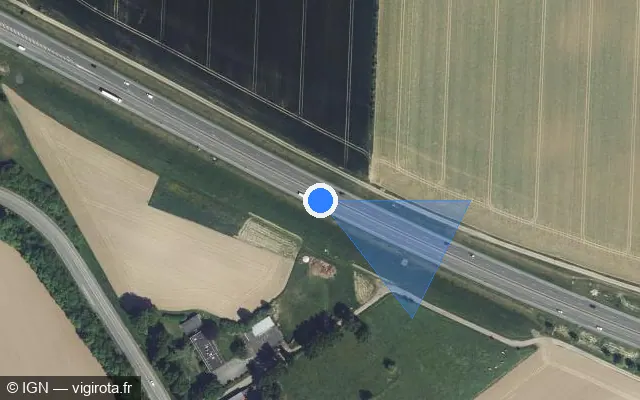 Vue satellite de l'emplacement du radar tourelle à Gœulzin sur D 643