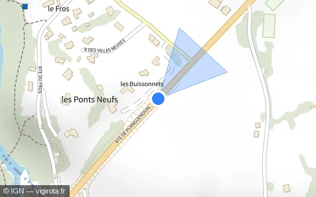 Vue plan de l'emplacement du radar tourelle à Hillion sur D 786