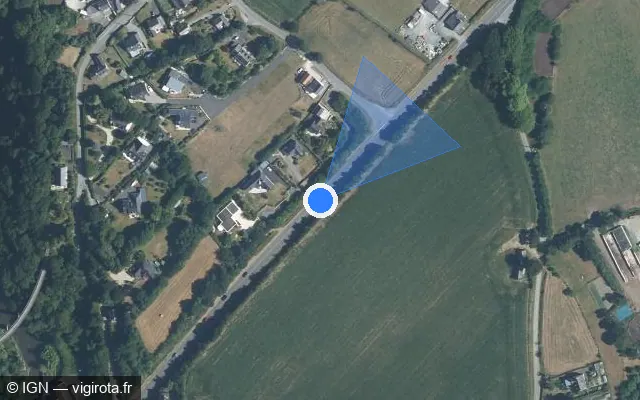 Vue satellite de l'emplacement du radar tourelle à Hillion sur D 786