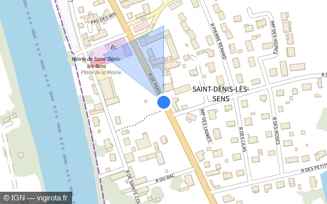 Vue plan de l'emplacement du radar tourelle à Saint-Denis-lès-Sens sur Rue de Paris / D 606B