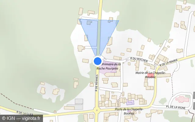 Vue plan de l'emplacement du radar tourelle à La Chapelle-Bouëxic sur Rue de Rennes / D 776