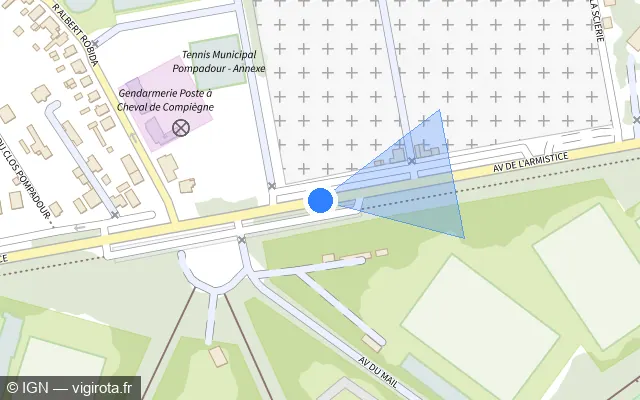 Vue plan de l'emplacement du radar tourelle à Clairoix sur Avenue de l'Armistice