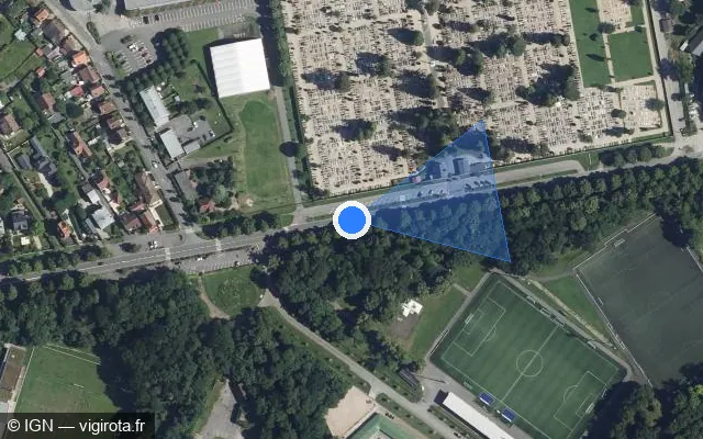 Vue satellite de l'emplacement du radar tourelle à Clairoix sur Avenue de l'Armistice
