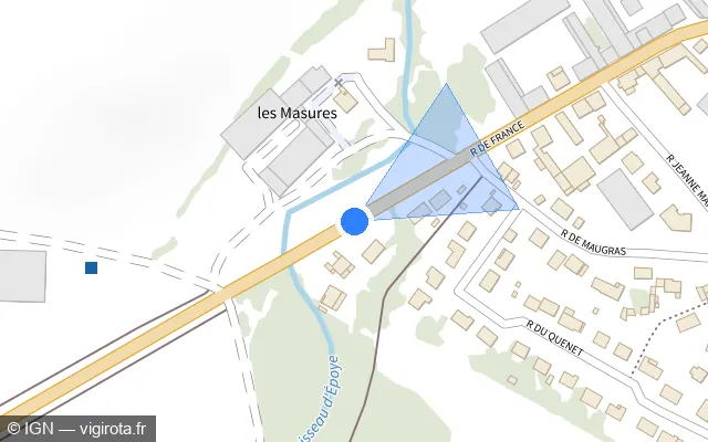 Vue plan de l'emplacement du radar tourelle à Époye sur Rue de France / D 980
