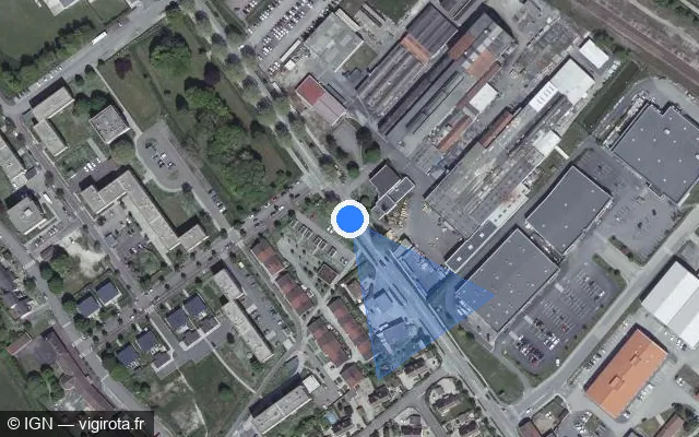 Vue satellite de l'emplacement du radar tourelle à Bar-sur-Aube sur Avenue du Général Leclerc