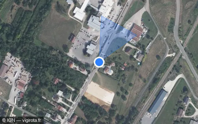 Vue satellite de l'emplacement du radar tourelle à Gevingey sur Route de Lons-le-Saunier / D 1083