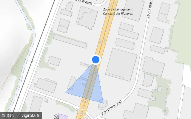 Vue plan de l'emplacement du radar tourelle à Sancé sur Boulevard Général de Gaulle / D 906