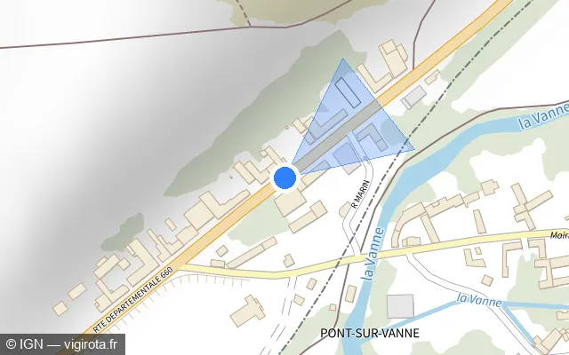 Vue plan de l'emplacement du radar tourelle à Pont-sur-Vanne sur Route Départementale 660 / D 660