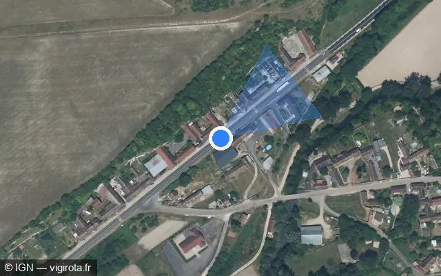 Vue satellite de l'emplacement du radar tourelle à Pont-sur-Vanne sur Route Départementale 660 / D 660