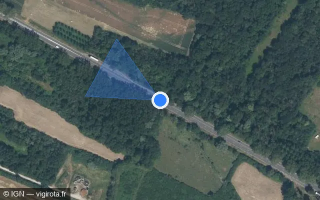 Vue satellite de l'emplacement du radar tourelle à Épineau-les-Voves sur D 606