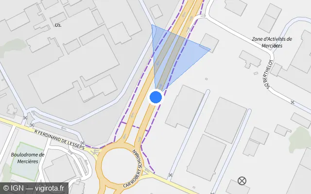 Vue plan de l'emplacement du radar tourelle à Jaux sur Avenue Marcelin Berthelot