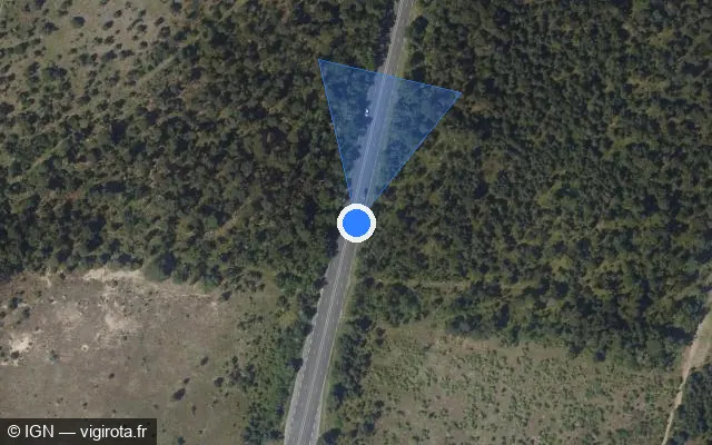 Vue satellite de l'emplacement du radar tourelle à Fontainebleau sur D 607