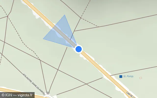 Vue plan de l'emplacement du radar tourelle à Fontainebleau sur Route Nationale 7 / D 607