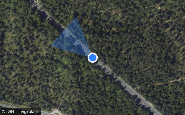 Vue satellite de l'emplacement du radar tourelle à Fontainebleau sur Route Nationale 7 / D 607