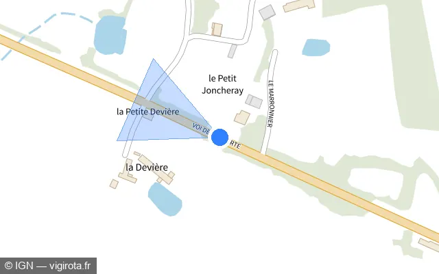 Vue plan de l'emplacement du radar tourelle à Bécon-les-Granits sur D 963