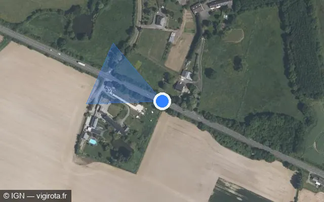 Vue satellite de l'emplacement du radar tourelle à Bécon-les-Granits sur D 963