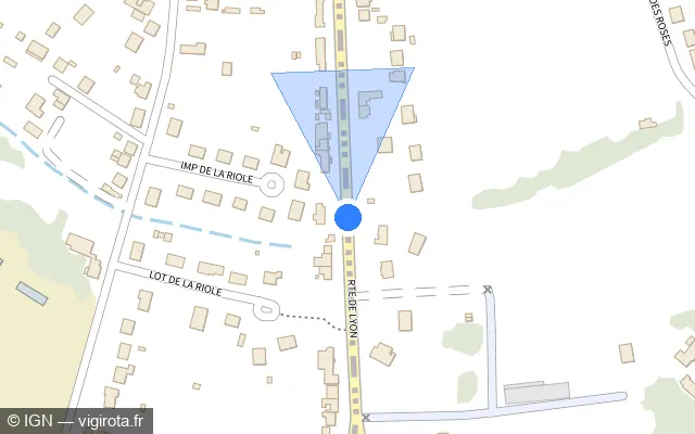 Vue plan de l'emplacement du radar tourelle à Nevers sur Route de Lyon / D 907