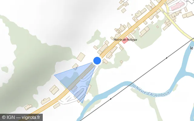 Vue plan de l'emplacement du radar tourelle à Poiseux sur Grande Rue / D 977