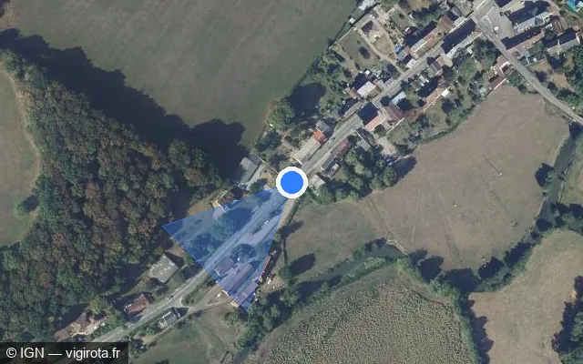 Vue satellite de l'emplacement du radar tourelle à Poiseux sur Grande Rue / D 977