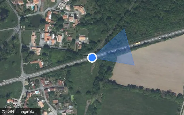 Vue satellite de l'emplacement du radar tourelle à La Bernerie-en-Retz sur D 751