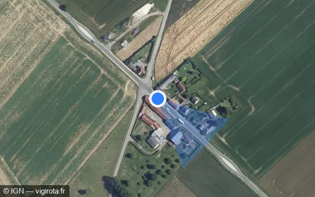 Vue satellite de l'emplacement du radar tourelle à Margny-aux-Cerises sur D 934
