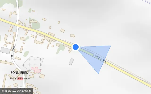 Vue plan de l'emplacement du radar tourelle à Bonnières sur Route de Dieppe / D 133