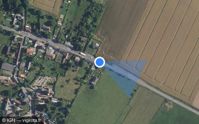 Vue satellite de l'emplacement du radar tourelle à Bonnières sur Route de Dieppe / D 133