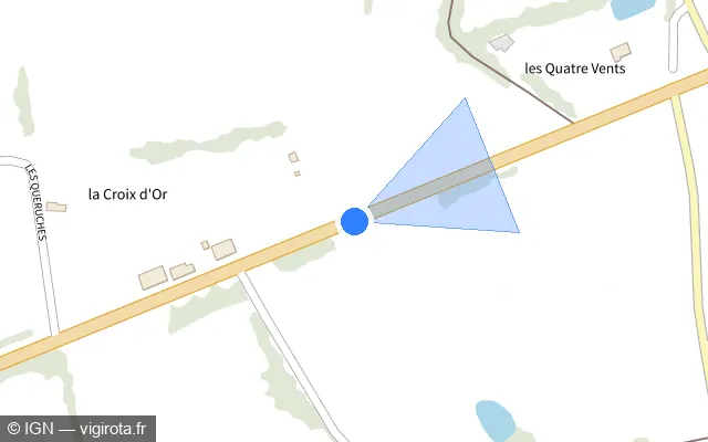 Vue plan de l'emplacement du radar tourelle à Fromentières sur D 28