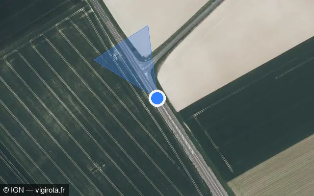 Vue satellite de l'emplacement du radar tourelle à Thil sur D 944