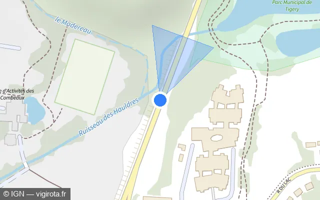 Vue plan de l'emplacement du radar tourelle à Tigery sur D 33