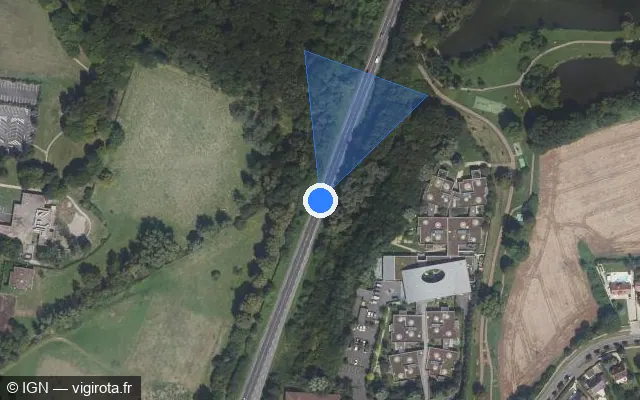 Vue satellite de l'emplacement du radar tourelle à Tigery sur D 33