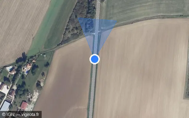 Vue satellite de l'emplacement du radar tourelle à Asnières-lès-Dijon sur D 903