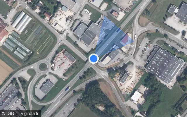 Vue satellite de l'emplacement du radar tourelle à Choisey sur D 905