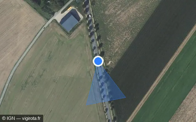 Vue satellite de l'emplacement du radar tourelle à Estréelles sur D 901