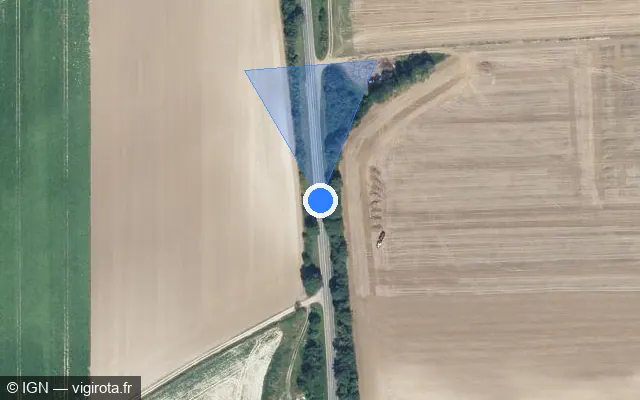 Vue satellite de l'emplacement du radar tourelle à Vron sur D 1001