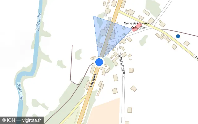 Vue plan de l'emplacement du radar tourelle à Froidmont-Cohartille sur Rue de Paris / N 2
