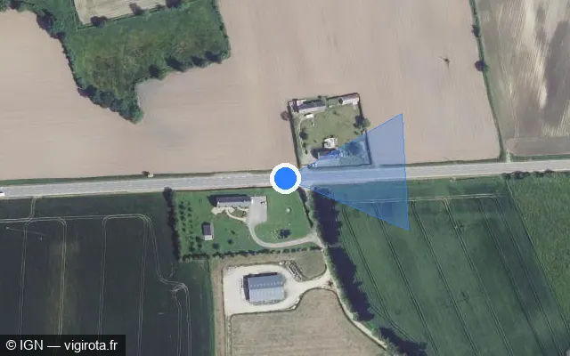 Vue satellite de l'emplacement du radar tourelle à Valdallière sur Route de Vire / D 512