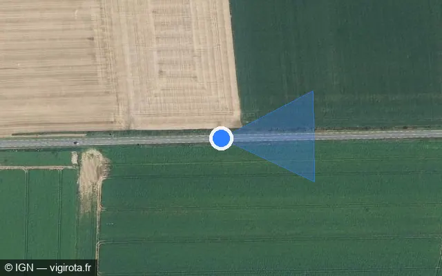 Vue satellite de l'emplacement du radar tourelle à Framerville-Rainecourt sur D 1029