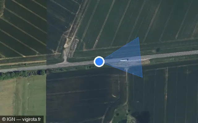 Vue satellite de l'emplacement du radar tourelle à Bazoches-et-Saint-Thibaut sur N 31 / E 46