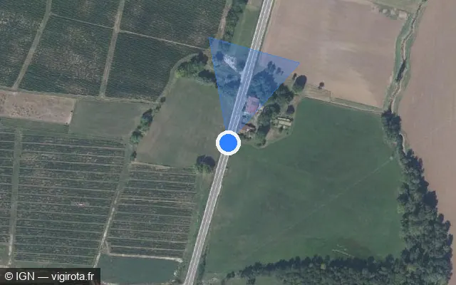 Vue satellite de l'emplacement du radar tourelle à Buvilly sur N 83
