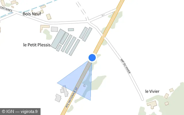 Vue plan de l'emplacement du radar tourelle à Huisseau-en-Beauce sur Route Nationale 10 / N 10