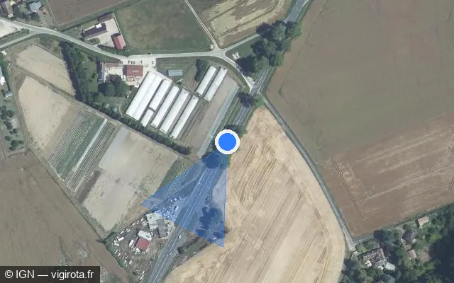 Vue satellite de l'emplacement du radar tourelle à Huisseau-en-Beauce sur Route Nationale 10 / N 10