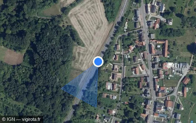 Vue satellite de l'emplacement du radar tourelle à Festieux sur Route de Reims / D 1044