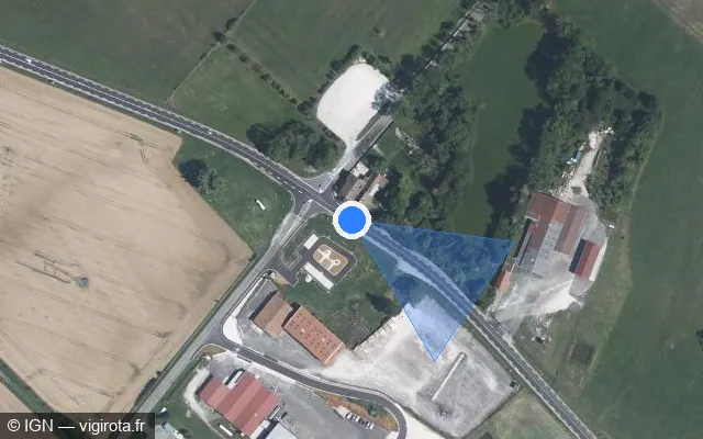 Vue satellite de l'emplacement du radar tourelle à Pierremont-sur-Amance sur N 19 / E 54