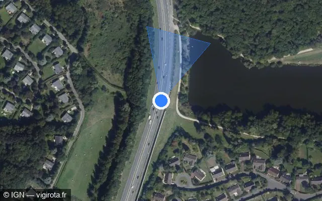 Vue satellite de l'emplacement du radar tourelle à Plaisir sur Route des Deux Plateaux / D 30