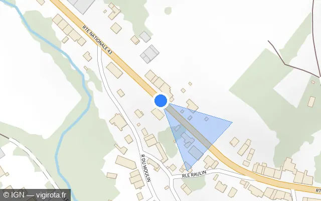 Vue plan de l'emplacement du radar tourelle à Lonny sur Route Nationale 43 / D 8043 / E 44