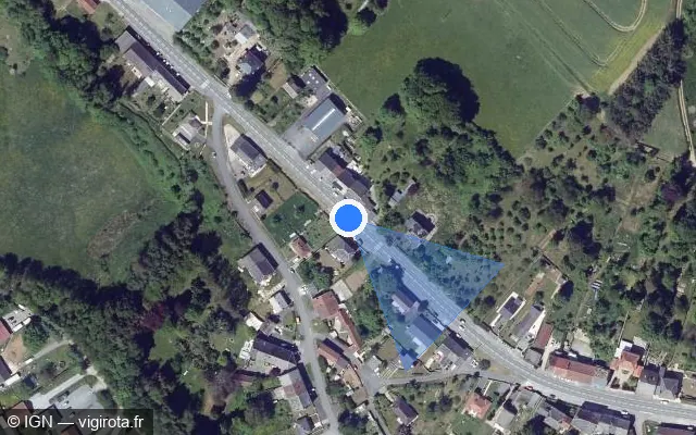 Vue satellite de l'emplacement du radar tourelle à Lonny sur Route Nationale 43 / D 8043 / E 44